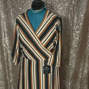 Orange green black and white maxi dress